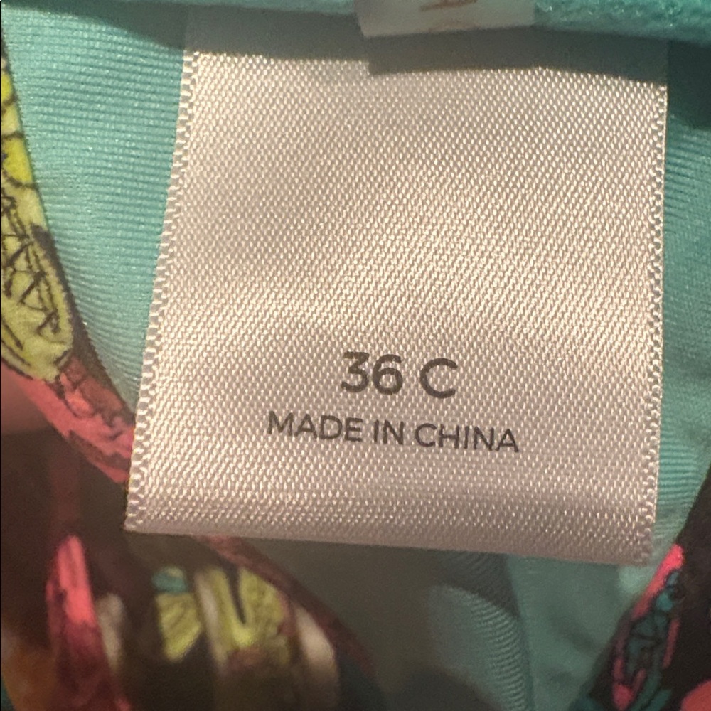 SHADE & SHORE Black Floral Halter Bikini Top w/ Pink/Teal Accents Size 36C - NWT - Picture 7 of 8
